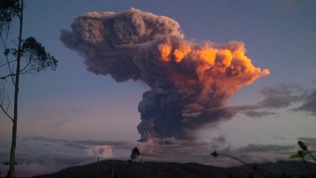 Tungurahua volcano created the huge cloud on Friday in an eruption that lasted just five minutes