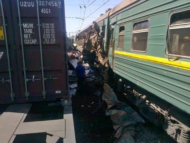 Four people died after a freight train hit a passenger train near Moscow