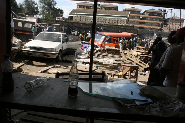Police said two improvised explosive devices had been detonated in the sprawling Gikomba market