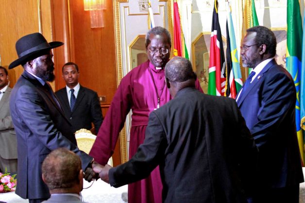 Salva Kiir and Riek Machar signed the deal in Addis Ababa, after their first face-to-face meeting since the hostilities began