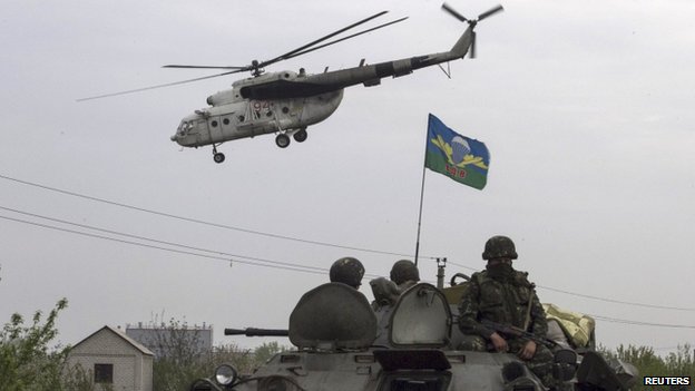 Sloviansk separatists have shot down two of Ukraine's army helicopters during an anti-terror operation