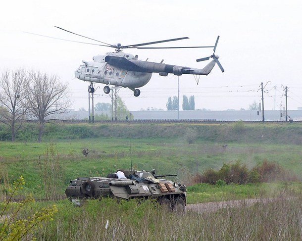 The military helicopter has been shot down by pro-Russian rebels near Sloviansk, killing 14 people
