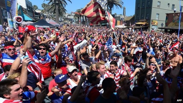 Soccer fans across the US celebrated a last-gasp win against the team's World Cup nemesis, Ghana