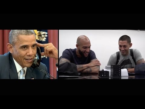 President Barack Obama calling Clint Dempsey and Tim Howard in São Paulo