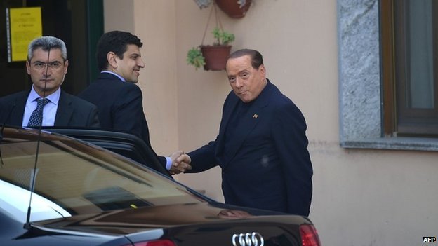 Silvio Berlusconi was ordered to help out at the Sacra Famiglia center as part of his one year sentence for tax fraud