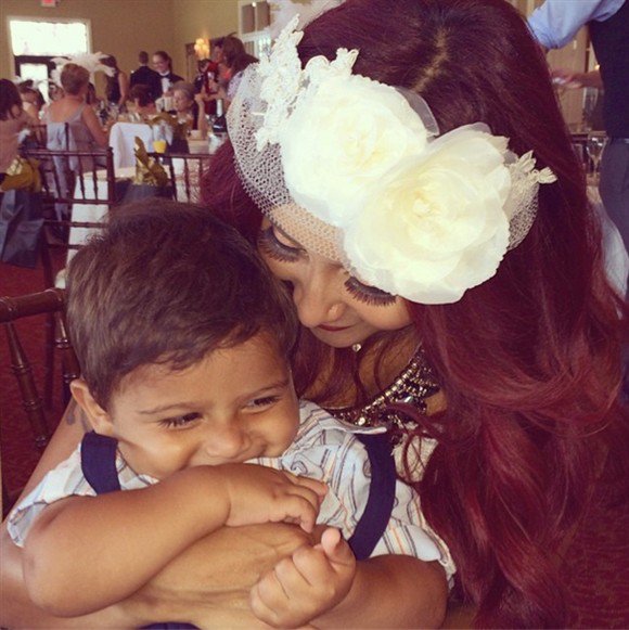 Snooki and her 22-month-old son Lorenzo at her bridal shower