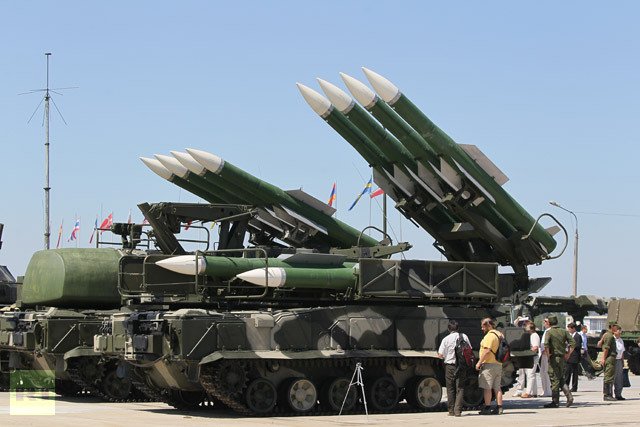 The Buk missile system is a family of self-propelled, medium-range surface-to-air missile systems developed by the Soviet Union