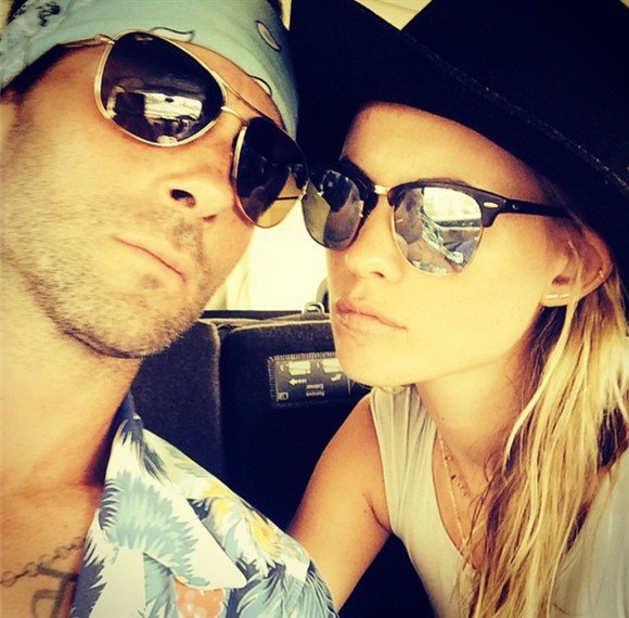 Adam Levine shared the first picture of himself and his new wife Behati Prinsloo since tying the knot last month in Mexico