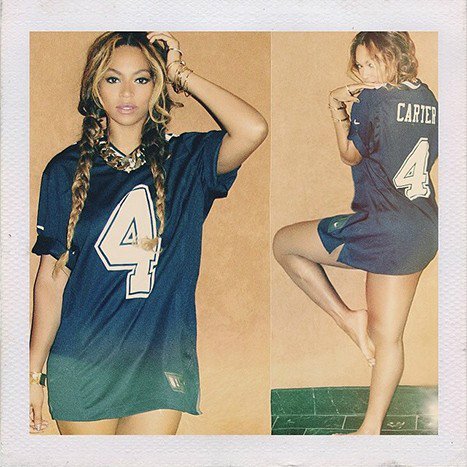 Beyonce has instagramed a picture of herself wearing a "Carter" jersey in honor of her husband, Jay-Z 