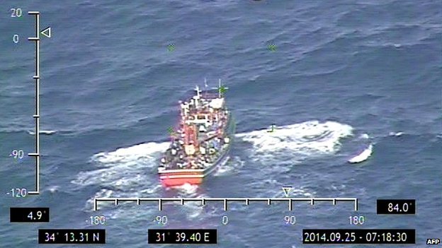 Cypriot authorities said they picked up a radio distress signal as the boat was caught in rough seas