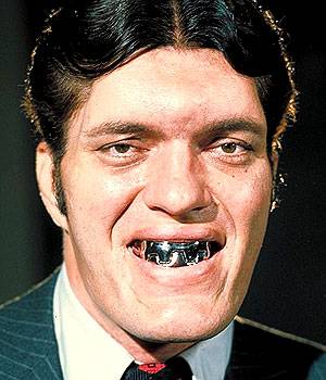 Richard Kiel played steel-toothed villain Jaws in two James Bond films, The Spy Who Loved Me in 1977 and Moonraker in 1979