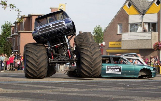 The monster truck had been performing a stunt when it ploughed into the crowd