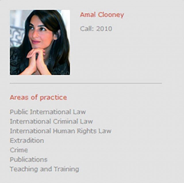On Doughty Street Chambers’ website now Amal Alamuddin’s bio reads Amal Clooney