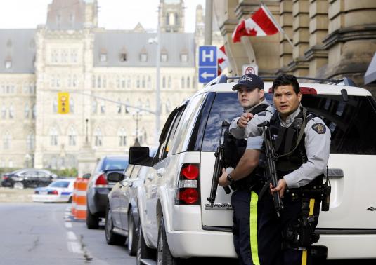 Several shots have been fired inside and outside the Canadian parliament in Ottawa, leaving one soldier wounded