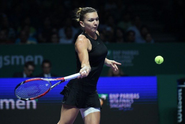 Simona Halep beat Serena Williams for the first time as the world No 1 was swept aside in the WTA Finals in Singapore