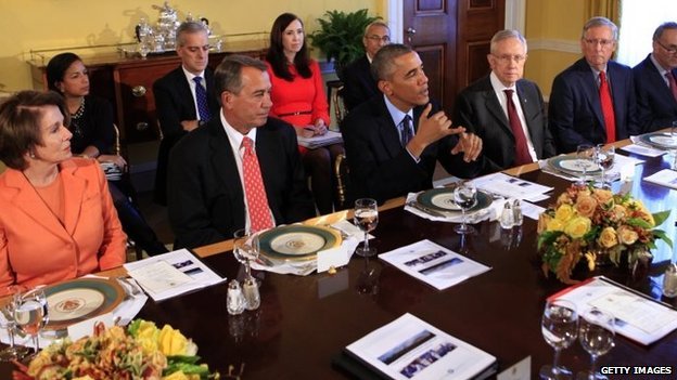 President Barack Obama was joined by the House and Senate leaders in holding cross-party talks aimed at ending political gridlock in Washington
