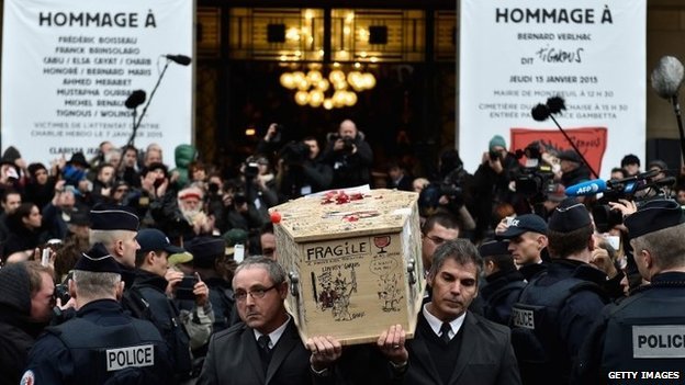 Charlie Hebdo Tignous funeral