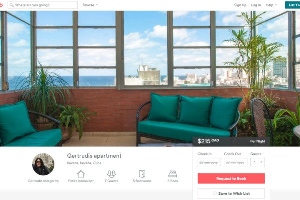 Airbnb adds Cuba on its list