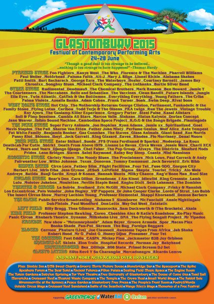 Glastonbury 2015 lineup