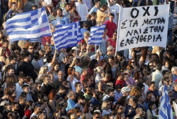 Greece bailout referendum rally