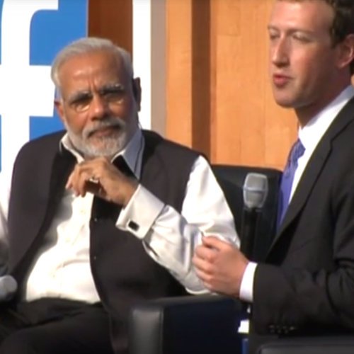Narendra Modi and Mark Zuckerberg at Facebook HQ