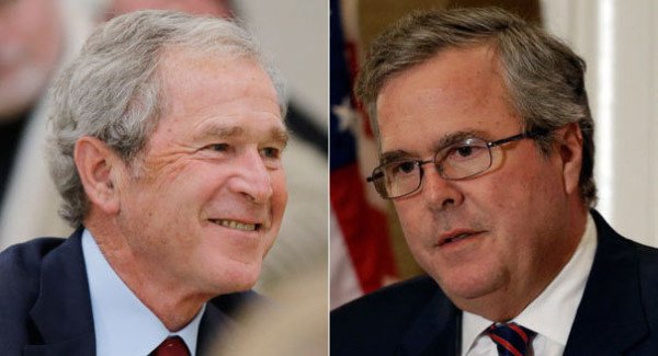 George W Bush and Jeb Bush campaign